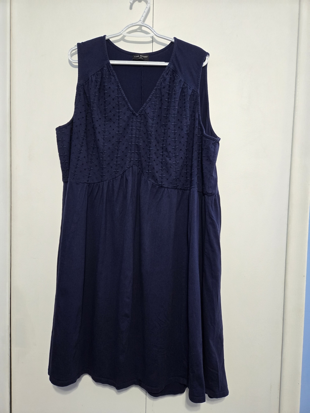 Lane Bryant Navy Sleeveless Eyelet Midi Dress Women's Plus Size 24‎ Cotton